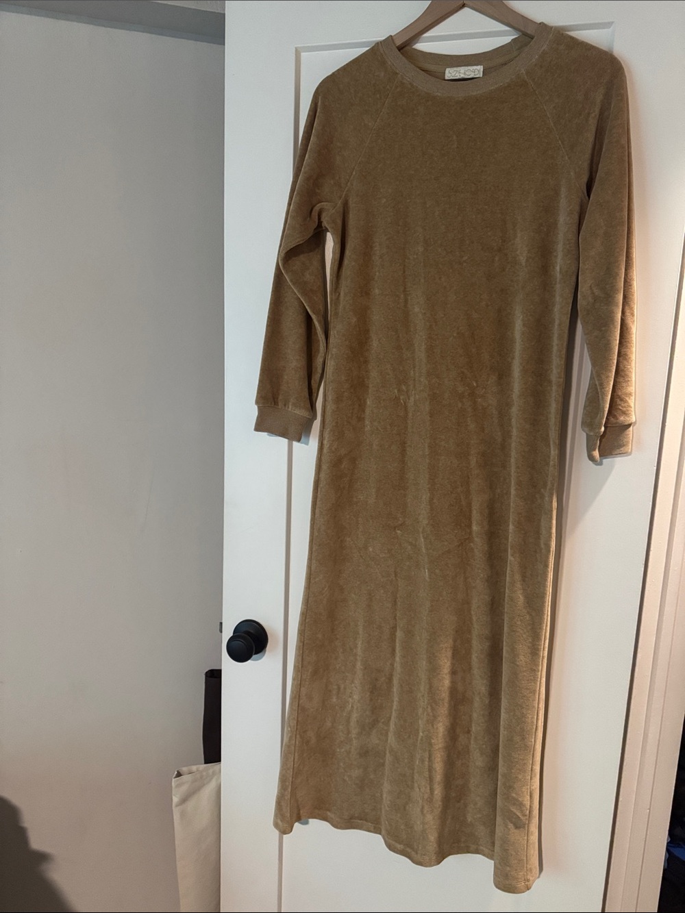 Suzi Kondi Didion Camel Velvet Velour Maxi Dress Small